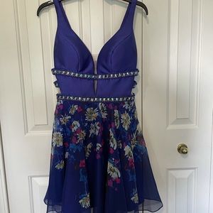 Purple floral homecoming dress. Size 4